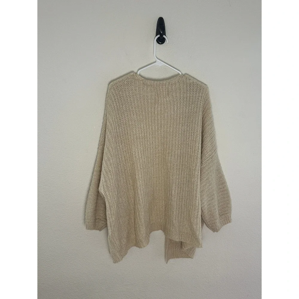 Urban Outfitters Cardigan Women Small Cream Chunky Open Knit Oversized Pocket